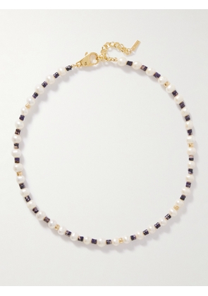 éliou - Fern Gold-Plated, Heishi, Jade and Freshwater Pearl Necklace - Men - Purple
