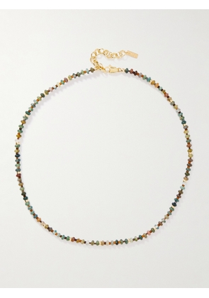 éliou - Mikel Gold-Plated, Agate and Rondelle Beaded Necklace - Men - Green