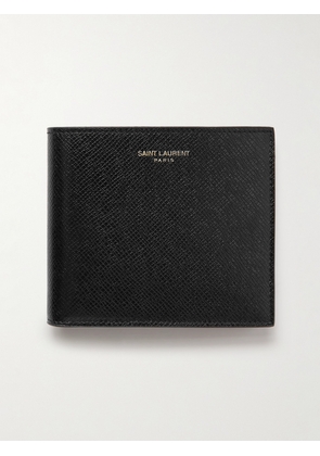 SAINT LAURENT - Logo-Embellished Upcycled Cross-Grain Leather Bifold Wallet - Men - Black