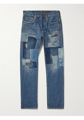 KAPITAL - Monkey Cisco Straight-Leg Distressed Patchwork Jeans - Men - Blue - UK/US 30