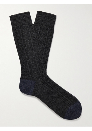 Anonymous Ism - Two-Tone Wool-Blend Socks - Men - Gray - L