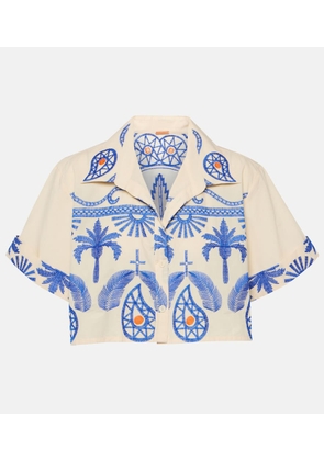 Johanna Ortiz Embroidered cropped cotton shirt