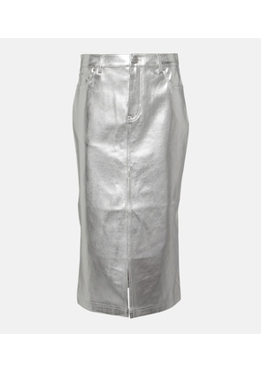 Staud Oaklyn metallic faux leather midi skirt