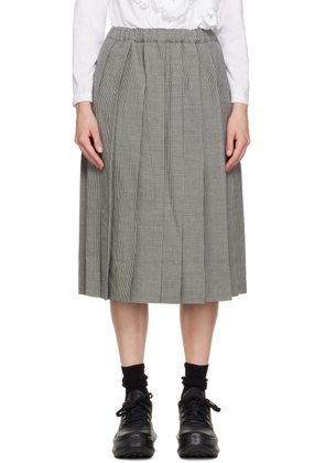 Comme des Garçons Black & White Pleated Midi Skirt