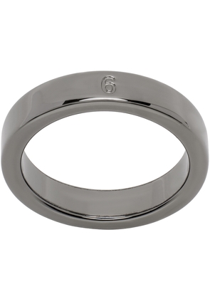 MM6 Maison Margiela Gunmetal Minimal Logo Thin Ring