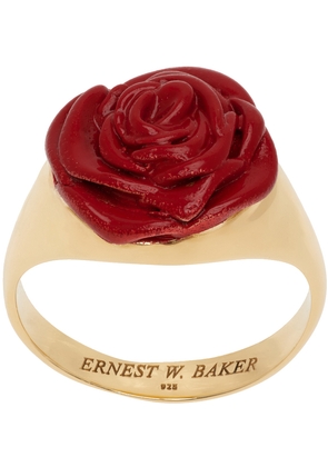 Ernest W. Baker Gold & Red Rose Ring