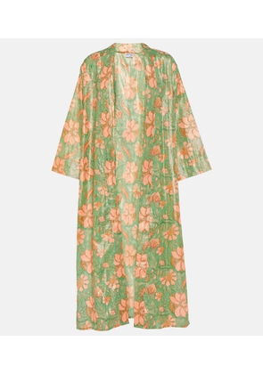 Juliet Dunn Floral cotton lamé kimono