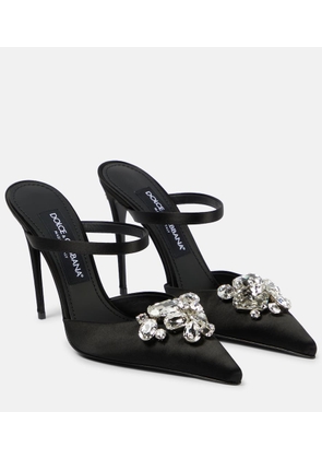Dolce&Gabbana Crystal-embellished satin mules