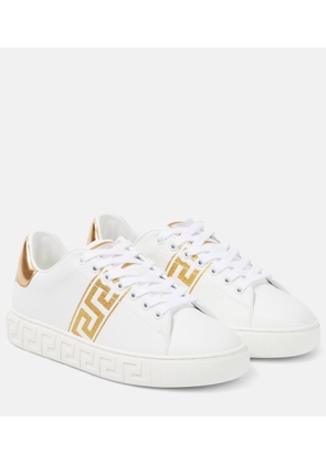 Versace Greca embroidered faux leather sneakers