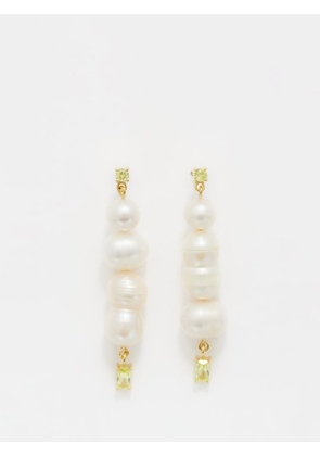 Completedworks - Pearl, Crystal & 14kt Gold-plated Earrings - Womens - Green Multi