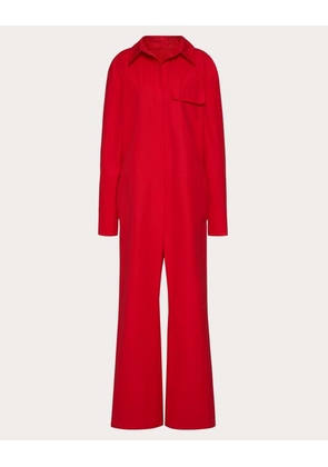 Valentino COMPACT POPELINE JUMPSUIT Woman RED 40