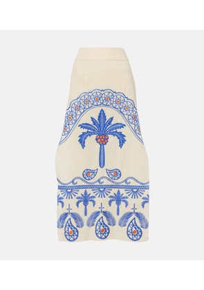 Johanna Ortiz Embroidered cotton midi skirt