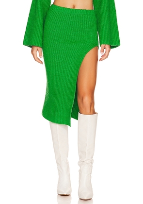 L'Academie Sachiye Knit Midi Skirt in Green. Size L, S, XS.