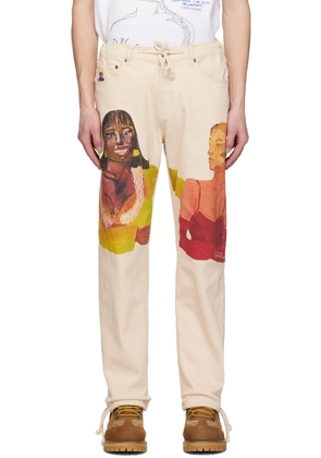 KidSuper Beige Painted Women Jeans