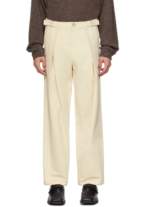 AFTER PRAY Off-White Two Tuck Trousers
