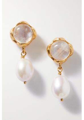Alighieri - + Net Sustain The Moonlight Capture Gold-plated, Pearl And Moonstone Earrings - One size