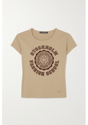 Acne Studios - Flocked Cotton-jersey T-shirt - Brown - xx small,x small,small,medium,large