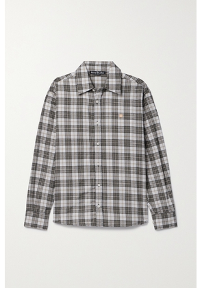 Acne Studios - Appliquéd Checked Cotton-flannel Shirt - White - xx small,x small,small,medium,large