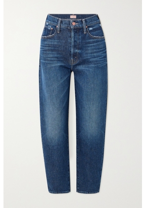 Mother - + Net Sustain The Curbside Flood Frayed Cropped High-rise Tapered Jeans - Blue - 23,24,25,26,27,28,29,30,31,32