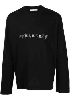 OUR LEGACY Box logo-embroidered cotton T-shirt - Black