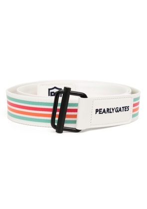PEARLY GATES logo-embroidered striped belt - White