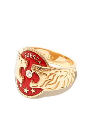 Foundrae 18kt yellow gold Strength Lion Tiger diamond ring