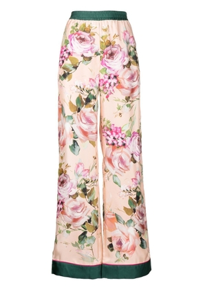 Dolce & Gabbana floral-print silk trousers - Pink