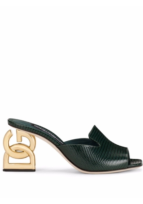 Dolce & Gabbana DG heel lizard-effect sandals - Green