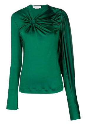 Victoria Beckham gathered-detail asymmetric draped blouse - Green