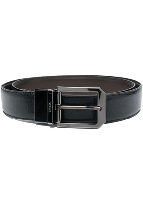 Zegna logo-buckle leather belt - Black
