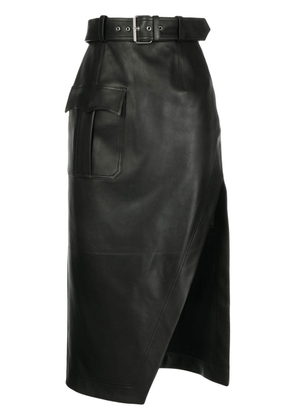 Alexander McQueen Slash side split belted skirt - Black