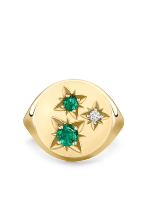 House of Meraki 18kt yellow gold Venus diamond and emerald signet ring