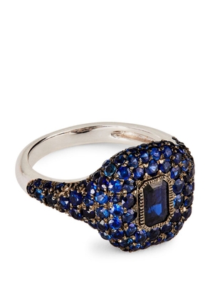 Shay White Gold And Sapphire New Modern Pinky Ring