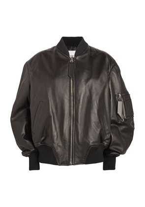 The Attico Leather Oversized Anja Bomber Jacket