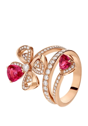 Bvlgari Rose Gold, Diamond And Rubellite Fiorever Ring