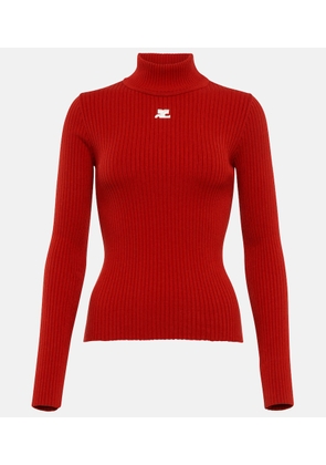 Courrèges Ribbed-knit mockneck sweater