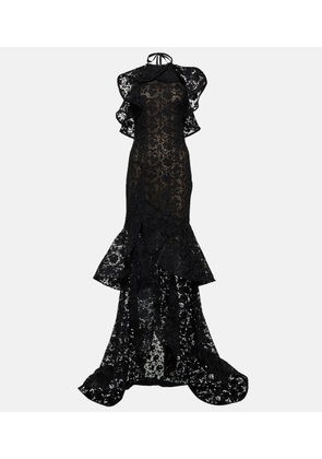 Oscar de la Renta Ruffled guipure lace gown