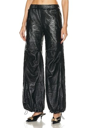 Andreadamo Wet Leather Cargo Pant in Wet Black - Black. Size M (also in L, S).
