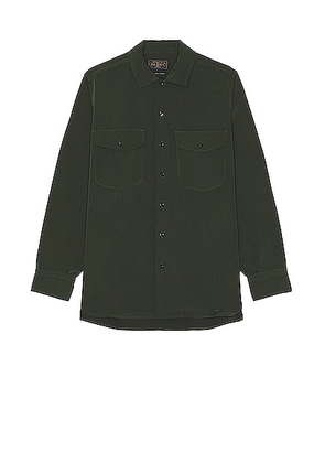 Beams Plus Work Classic Fit Pe Twill Shirt in Green - Dark Green. Size M (also in S).