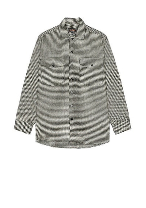 Beams Plus Work Classic Fit Houndstooth Shirt in Black - Black,White. Size M (also in S, XL/1X).