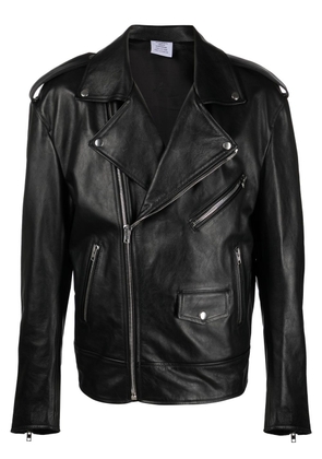 VETEMENTS zip-up leather biker jacket - Black
