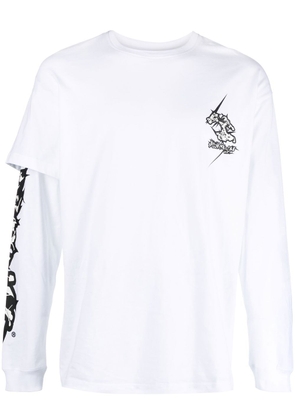 ACRONYM logo-print asymmetric-sleeve T-shirt - White
