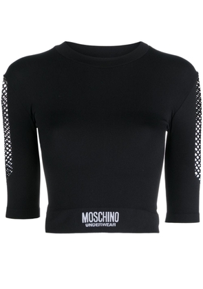 Moschino panelled logo-jacquard crop top - Black