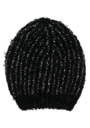 Fabiana Filippi sequin-embellished knitted beanie hat - Black