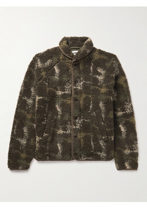 YMC - Beach Shawl-Collar Printed Fleece Jacket - Men - Green - S