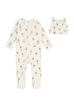 Harrods Of London Bear Print All-In-One And Hat Set (12-18 Months)