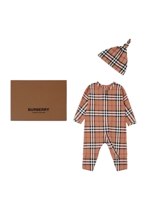 Burberry Kids Cotton Vintage Check Bodysuit Set (1-18 Months)