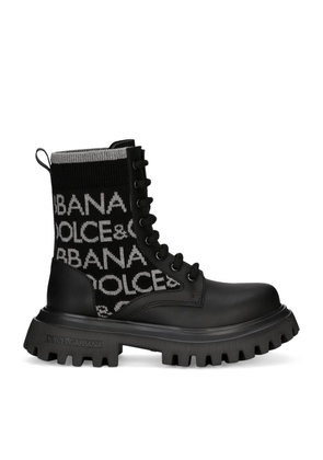 Dolce & Gabbana Kids Logo Lace-Up Boots