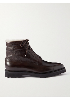 John Lobb - Alder Shearling-Lined Leather Boots - Men - Brown - UK 6