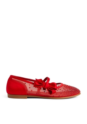 Christian Louboutin Kids Embellished Melodie Strass Ballet Flats